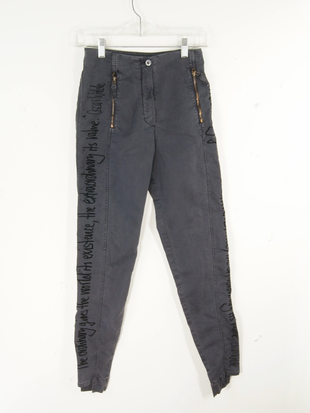 Annette Gortz Vegas Oscar Wilde Quote Skinny Leg High Waist Rise Pants